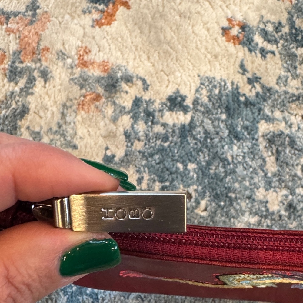 HOBO Reddish/Burgundy Clutch with Dragon Motif - Picture 5 of 9